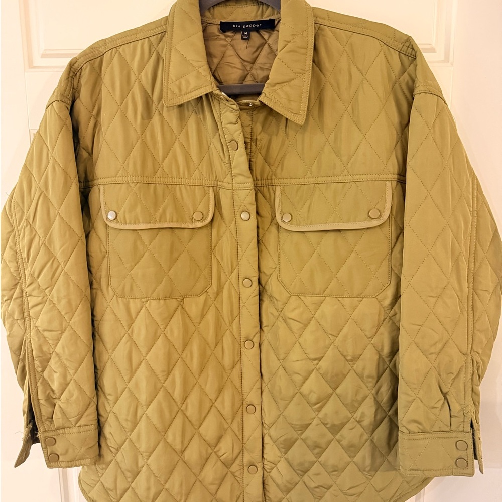 Blu Pepper Women's Quilted Puffer Olive Utility Jacket